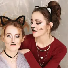 Ragazze con trucco da gatto, un facile trucco carnevale ragazza semplice per un look felino.