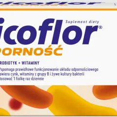 Opakowanie Dicoflor Odporność, suplement diety z probiotykiem i witaminami, zawiera 10 fiolek.