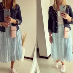 Stylizacje z niebieską spódnicą: modne outfity na każdą okazję