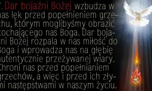 Biały gołąb z rozpostartymi skrzydłami, symbol Ducha Świętego, zstępuje w promieniach światła. Tekst nawiązuje do Psalmu 112.