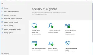 Centrum bezpieczeństwa Windows Defender pokazuje stan ochrony przed wirusami i zagrożeniami. Dostępne są darmowe programy antywirusowe.