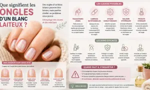 Ongles d'un blanc laiteux : causes possibles (traumatismes, carences, mycoses, maladies, produits chimiques) et soins.