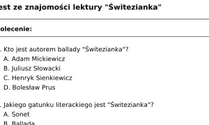 Świteź Mickiewicza: opracowanie, ćwiczenia i analiza lektury
