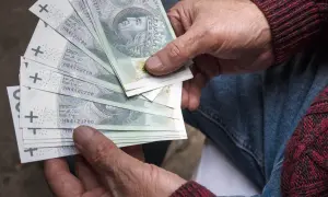 Ręce trzymające polskie banknoty. Zastanawiasz się, jaka emerytura przy zarobkach 7000 brutto?