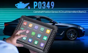 Diagnostyka P0349: objawy czujnika położenia wału, awaria obwodu przerywanego (Bank 2). Tablet diagnostyczny iCarsoft GR Ultra P.