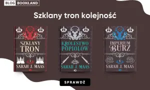 Okładki książek "Szklany tron", "Królestwo popiołów" i "Imperium burz" autorstwa Sarah J. Maas.