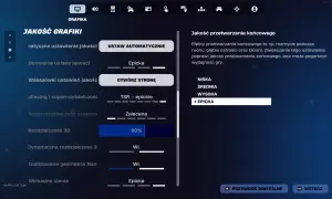 Ustawienia grafiki Fortnite: jakość przetwarzania końcowego na "Epicka" dla najlepszych efektów wizualnych.