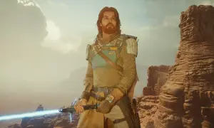 Cal Kestis z mieczem świetlnym, gotowy do walki. Ten jedi survivor poradnik pomoże Ci przetrwać.