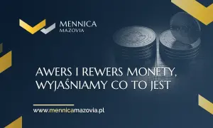 Awers i rewers monety – Mennica Mazovia wyjaśnia. Stos monet na ciemnym tle.