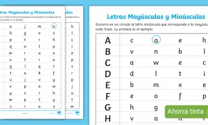 Hojas de fichas letras mayúsculas para imprimir con ejercicios de emparejar mayúsculas y minúsculas.