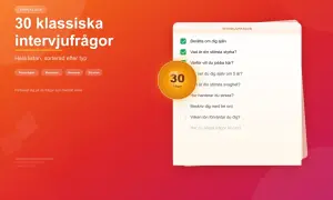 Förbered dig för din arbetsintervju med en lista över 30 klassiska intervjufrågor, sorterade efter typ. Fokusera på dina styrkor.