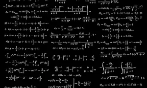 Zbiór skomplikowanych wyrażeń algebraicznych i równań fizycznych, obejmujących m.in. rachunek całkowy i różniczkowy.