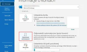 Ustawienia konta Outlook: włącz autoresponder, aby informować o nieobecności.