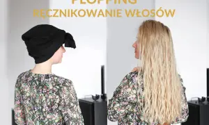 Plopping co to? Kobieta z włosami owiniętymi w czarny materiał, obok ta sama osoba z falowanymi włosami.