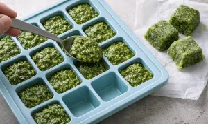 Czy pesto można mrozić? Tak! Porcje pesto w zamrażarce w formie kostek to świetny sposób na zachowanie świeżości.