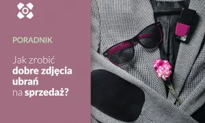 Poradnik: Jak zrobić dobre zdjęcia ubrań na sprzedaż? Elegancka marynarka, okulary, lakier do paznokci i kwiat.