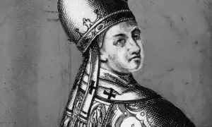 Portret papieża w tiarze i bogato zdobionej szacie. Czy to najmłodszy papież w historii?