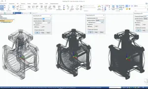Eksport modelu 3D do formatu STL w programie Solid Edge. Widoczne okno dialogowe "Opcje eksportu STL" z ustawieniami tolerancji i jednostek, a także podgląd siatki modelu. To jest plik dwg.
