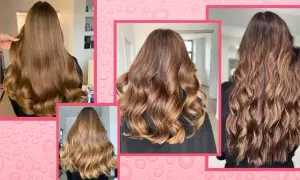 Capelli lunghi e ondulati con splendide tonalità castano chiaro, che sfumano in riflessi dorati.