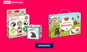 Trzy pudełka z grami planszowymi dla dzieci: "Memorki Dziki Zwierzęta", "Memo Rok w lesie" i "Loteryjka Zwierzęta".