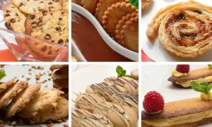 Variedad de recetas de galletas caseras sencillas: con chispas de chocolate, bañadas en chocolate, enrolladas y rellenas.