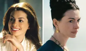 Anne Hathaway i två roller: en glad ung kvinna och en mer allvarlig, kanske en prinsessas dagbok 3.