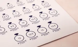 Tabla de talla anillo niña 10 años. Muestra diferentes tamaños de anillos con sus diámetros en mm.
