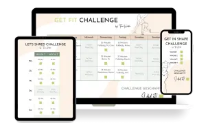 Trainingspläne für einen Softgainer: "Get Fit Challenge" und "Let's Shred Challenge" mit täglichen Workouts und Ruhetagen.