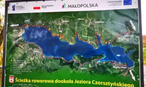 Mapa ścieżki rowerowej dookoła Jeziora Czorsztyńskiego i Niedzicy. Trasa rowerowa czorsztyn niedzica oferuje piękne widoki.