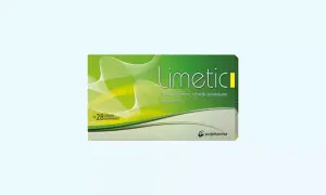 Opakowanie leku Limetic, zawierające 28 tabletek powlekanych z desogestrelem.