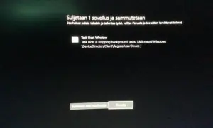 Ventana de Task Host deteniendo tareas. El sistema se apaga.