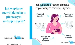 Wspieranie rozwoju dziecka w pierwszym miesiącu życia: przytulanie, noszenie, rozmowa, zapewnienie swobody ruchu, reagowanie na płacz i masaż.