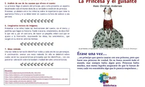 Ilustración de "La princesa y el guisante" de Hans Christian Andersen, con una figura femenina con un vestido voluminoso.