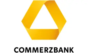 Commerzbank Logo. Hier finden Sie Commerzbank Rezensionen und Informationen zur Bank.
