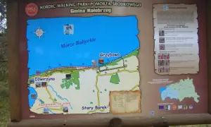 Mapa szlaków Nordic Walking: odległość Grzybowo - Dźwirzyno, plaża, Morze Bałtyckie, ćwiczenia.