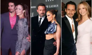Jennifer Lopez z mężami: Ojani Noa, Ben Affleck i Marc Anthony.