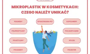 Unikaj kosmetyków z polimerami, polipropylenami, polietylenami, poliamidami, opakowaniami PET, kopolimerami, poliakrylamidem, nylonem i poliestrem. To mikroplastik w kosmetykach.