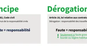 Principe vs. Dérogation : la faute engage la responsabilité, sauf si c'est une erreur contrat de travail en ma faveur, légère et habituelle.