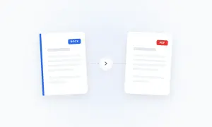 Konwersja pliku DOCX do PDF. Dokument tekstowy DOCX przekształca się w PDF.