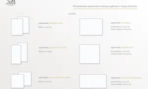 Przykłady zaproszeń: pojedyncza karta (14x20 cm), rozkładane (14x20 cm złożone, 28x20 cm rozłożone). Różne wymiary zaproszenia.