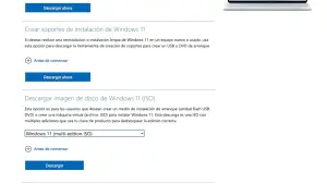 Herramienta de creación de soportes para Windows 11. Descarga la ISO o crea un USB/DVD de arranque.