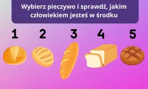 Wybierz pieczywo i sprawdź, jakim człowiekiem jesteś w środku. 5 rodzajów chleba: bułka, bochenek, bagietka, chleb tostowy, chleb razowy.
