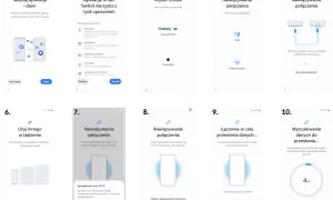 Instrukcja krok po kroku, jak wykonać **phone clone** za pomocą aplikacji Smart Switch, od kopiowania danych po wyszukiwanie ich do przesłania.