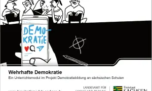 Menschen diskutieren über Demokratie auf einem Smartphone. Ein Unterrichtsmodul zur wehrhaften Demokratie.