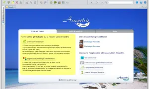 Interface du logiciel de généalogie Ancestris, proposant de créer ou migrer une généalogie. Ancestris gratuit pour tous vos ancêtres.