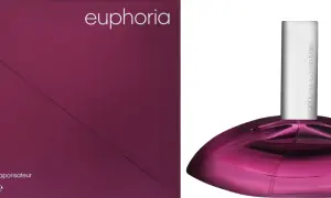 Pudełko i butelka perfum Calvin Klein Euphoria w kolorze fuksji.
