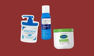 Krem Vanicream, pianka Sarna na egzemę i krem nawilżający Cetaphil. Produkty te, w tym Nivelium med, pomagają łagodzić suchość i podrażnienia skóry.
