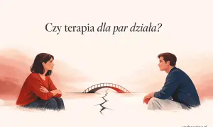 Para siedzi po przeciwnych stronach pękniętej ziemi, z mostem w oddali. Czy terapia dla par pomoże im się połączyć?