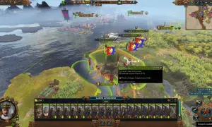 Strategia w stylu gry souls like. Louen Leoncoeur dowodzi armią w krainie Bretonnii, przygotowując się do bitwy.