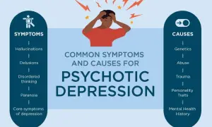 Objawy i przyczyny depresji psychotycznej: omamy, urojenia, zaburzenia myślenia, paranoja, genetyka, traumy.